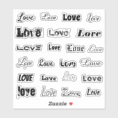 Blad van 23 Diverse "LOVE" zwarte accent stickers (Vel)