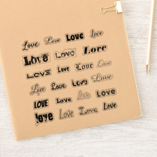 Blad van 23 Diverse "LOVE" zwarte accent stickers