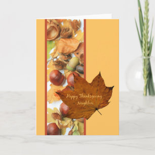 Blad van de de Thanksgivingesdoorn van de buur het Feestdagen Kaart
