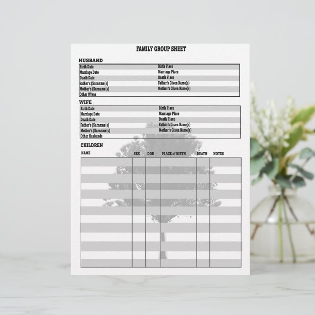 Blad van de groep Familieboom-genealogie (Staand voorkant)