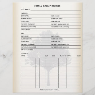Blad van de groep Familieboom-genealogie