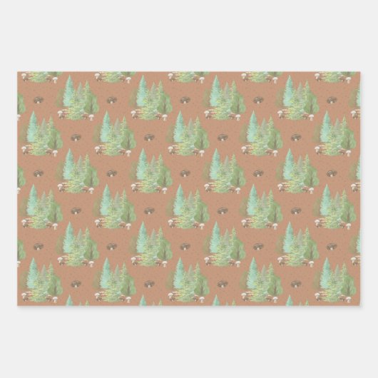 Blad van groenbossen met paddenstoelen met onmidde inpakpapier vel (Voorkant 2)