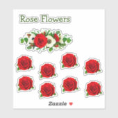Blad van rode rozenbloemen sticker (Vel)