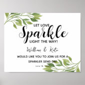 bladbladerblad groene sparkler stuurt bruiloft af poster (Voorkant)