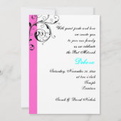 Bladbladroos zwart, wit, heet roze & Davidster Kaart (Achterkant)