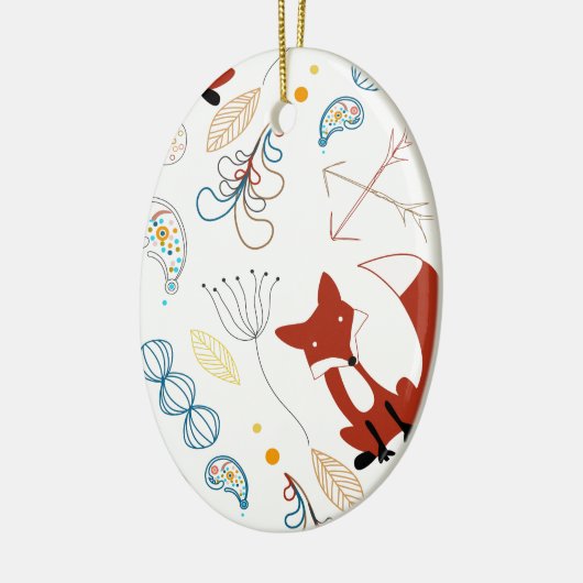 Bladbloempijlen Fox Woodland Forest Pattern Keramisch Ornament (Links)