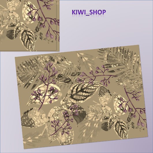 Bladcollage met bessen Taupe Tissuepapier