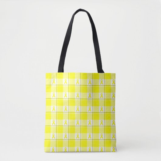 Bladder Cancer Awareness Plaid Tote Bag, Yellow Draagtas (Voorkant)
