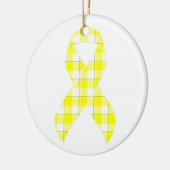 Bladder Cancer Awareness Plaid Yellow Ribbon Keramisch Ornament (Links)
