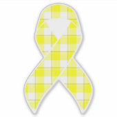 Bladder Cancer Awareness Plaid Yellow Ribbon Sticker (Voorkant)