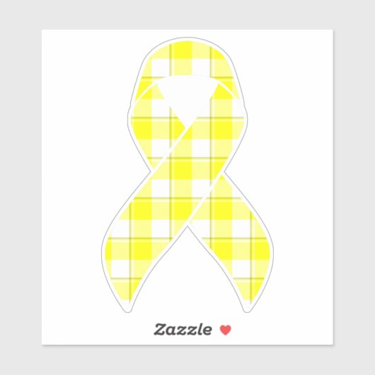 Bladder Cancer Awareness Plaid Yellow Ribbon Sticker (Vel)