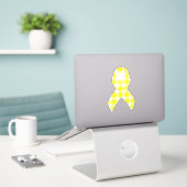 Bladder Cancer Awareness Plaid Yellow Ribbon Sticker (Laptop op bureau)
