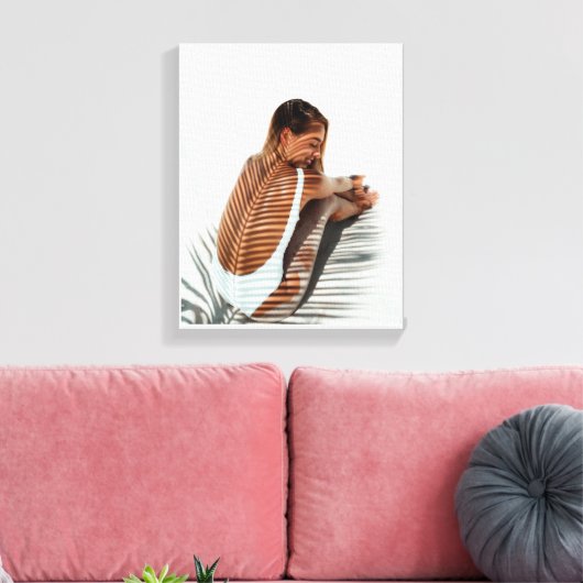 Bladdoek voor meisjes en kokosnoten canvas afdruk (Insitu (Woonkamer))