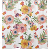Bladen en bloemen douchegordijn (Voorkant)