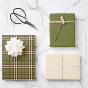 Bladen met groene tartan inpakpapier vel