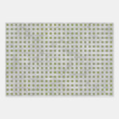 Bladen van groenpapier en grijze geometrische omhu inpakpapier vel (Voorkant 3)