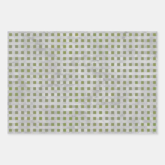 Bladen van groenpapier en grijze geometrische omhu inpakpapier vel (Voorkant 3)