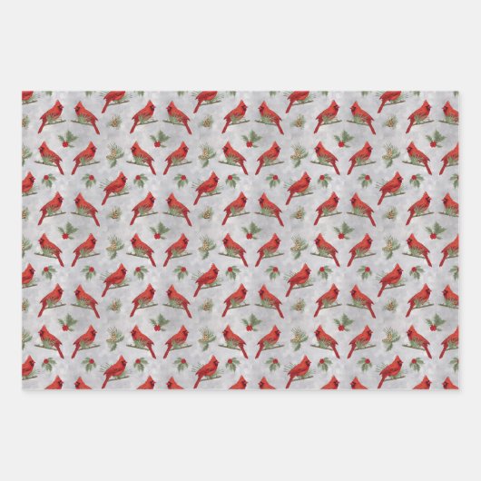 Bladen van winterkardinalen en inpakpapier (Voorkant)