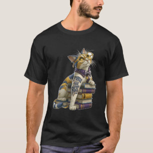 Blader Door De Bladzijden Schattige Boekenwurm Kat T-shirt