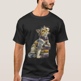 Blader Door De Bladzijden Schattige Boekenwurm Kat T-shirt
