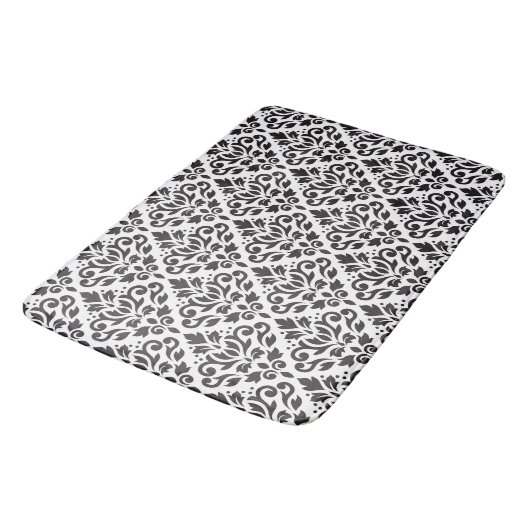 Blader naar Damask Pattern Black op White Badmat (Gekanteld)