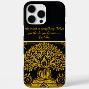 Bladerachtige achtergrond voor Golden Buddha iPhone 16 Pro Max Hoesje