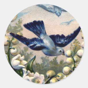  bladerbloemen van de valleyvogels ronde sticker