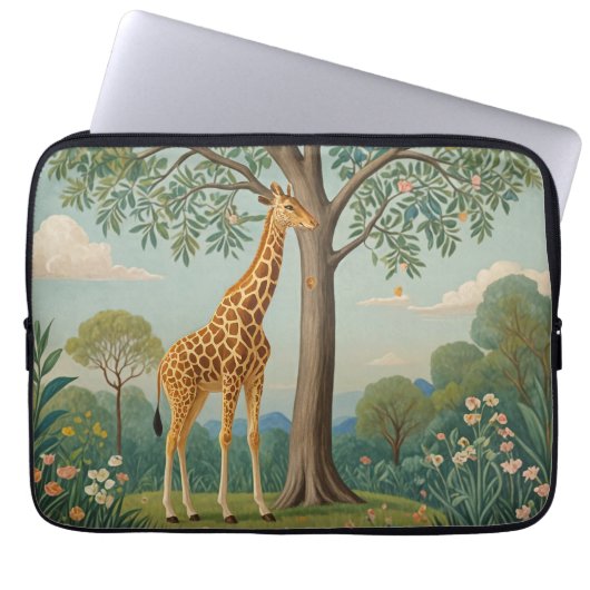 Bladerdak van de Giraffe Laptop Sleeve (Voorkant)