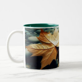 Bladeren aan de rivier tweekleurige koffiemok