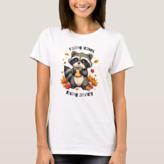 Bladeren & Angst - Schattigee Wasbeer met Koffie T-shirt