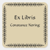 bladeren Bookplate Vierkante Sticker (Voorkant)