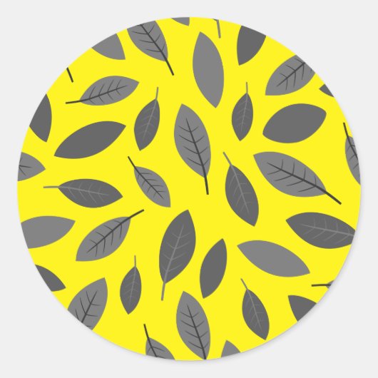 Bladeren boven Geel Ronde Sticker (Voorkant)
