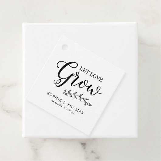 Bladeren bruiloft laat liefde groeien bedankjes labels (In situ)