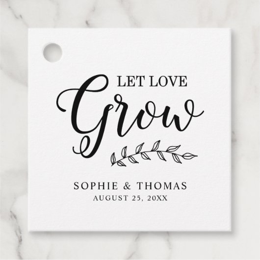 Bladeren bruiloft laat liefde groeien bedankjes labels (Voorkant)