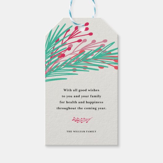 Bladeren en bessen cadeaulabel (Voorkant)