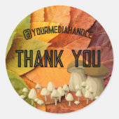 Bladeren en champignons CUSTOM Dank u stickers (Voorkant)
