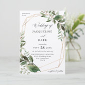 Bladeren en Eucalyptus Gold Wedding Kraft Kaart (Staand voorkant)
