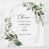 Bladeren en Eucalyptus Gold Wijn Etiket (Enkel label)