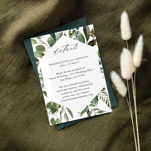 Bladeren en eucalyptus Rustic LG Informatiekaartje