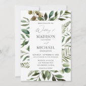 Bladeren en Eucalyptus Rustic Wedding Kaart (Voorkant)