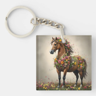 Bladeren en hoeven: Brown Horse Fantasy Garden, Sleutelhanger
