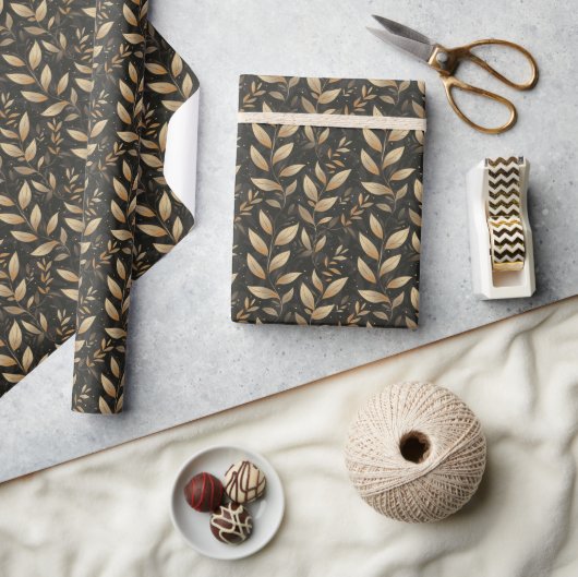 Bladeren en organische vormen in aardtonen cadeaupapier (Crafts)