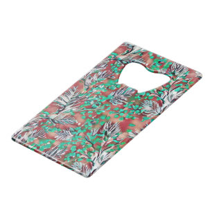Bladeren en planten - Modern patroonontwerp Kredietkaart Flessenopener