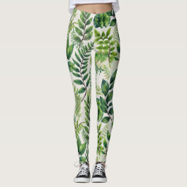 Bladeren en varens naadloos patroon leggings