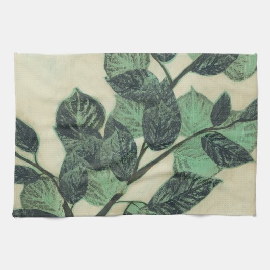 Bladeren en vertakkingen op de achtergrond van Cre Theedoek (Horizontaal)