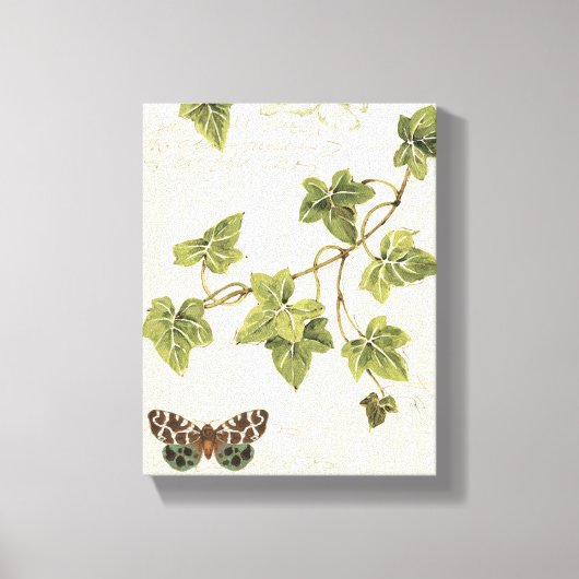 Bladeren en vlinder canvas afdruk (Voorkant)