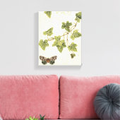 Bladeren en vlinder canvas afdruk (Insitu (Woonkamer))