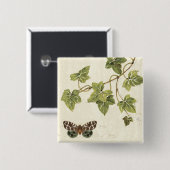Bladeren en vlinder vierkante button 5,1 cm (Voorkant /achterkant)