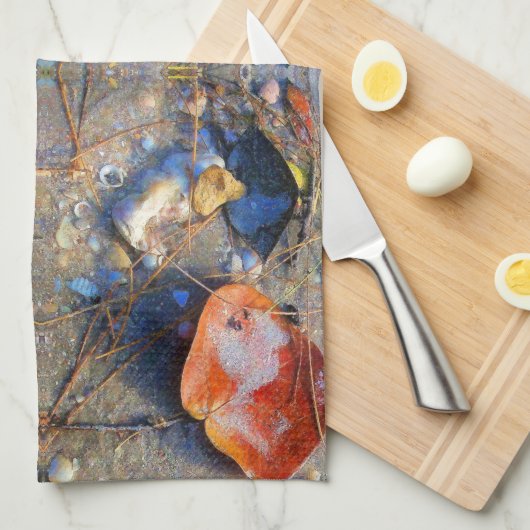 Bladeren en zeeschelpen patroon II Theedoek (Quarter Fold)