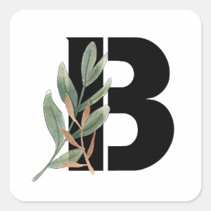 Bladeren Faux Gold Folie Letter B Monogram Sticker